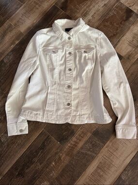 Charter Club White Denim Jacket - Button Front Jean Jacket
